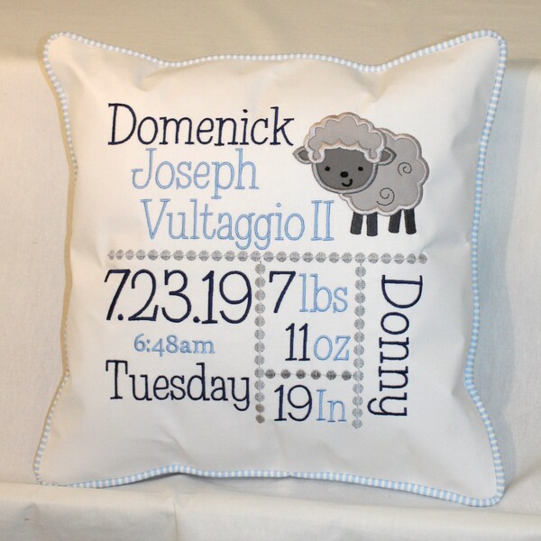 Lamb Baby Pillow- Blue main image 0