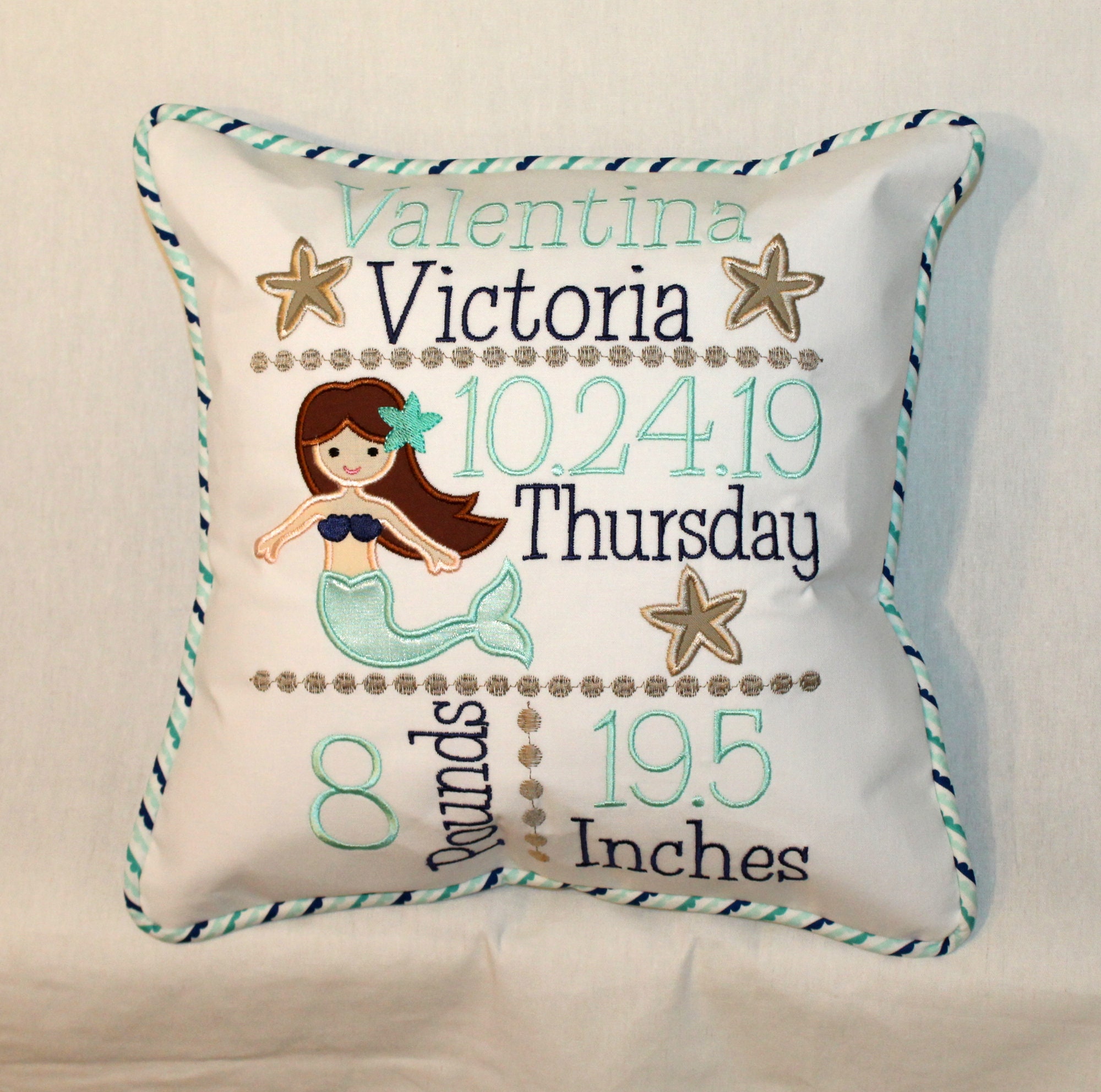 Download 3 Sizes Available Custom Birth Announcement Pillow Embroidered With Baby S Birth Information 12 14 Or 16 Home Decor Decorative Pillows Womenintech Fi