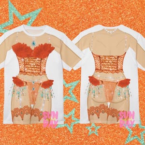 Orange and Mint Showgirl Outfit Shirt