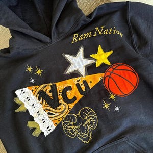 Custom Sports Team Sweatshirt, Patchwork Sweatshirt, Personalized College Hoodie, High School sweatshirt, Embroidered School Sweatshirt