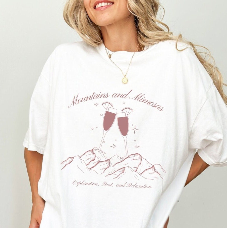 Mountains and Mimosas Bachelorette Party Trip Shirt, Bride Shirt, Bridesmaids shirt, matching girls trip shirts, mountain bachelorette