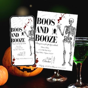 Halloween Cocktail Party Invitation, Digital Invite with Bonus Printable version, Adult Halloween Party, Canva