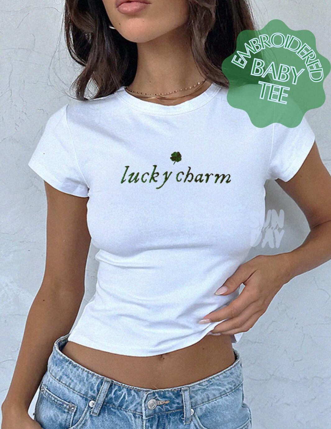 ☆23SS☆【COVERNAT】☆Women's Crop Clover Logo Baby T-shir.t Women's Baby Fit Arch Clover Heart T-Shirt Navy - Covernat