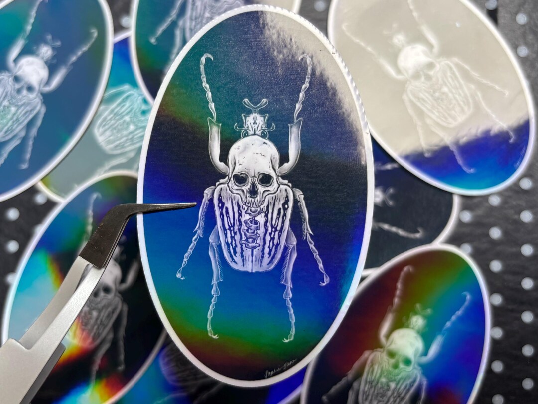 Goliath Beetle Skull Bug Insect Entomology Holographic Sticker - Etsy