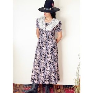 Vintage Jessica McClintock Gunne Sax Dress / Prairie Cottage Core Maxi / 90s Grunge Dress / S / M /