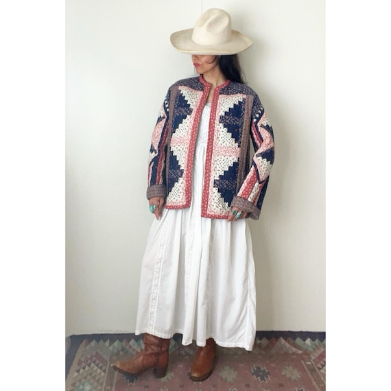 Vintage Calico Patchwork Jacket / Cottage Core / … - image 1