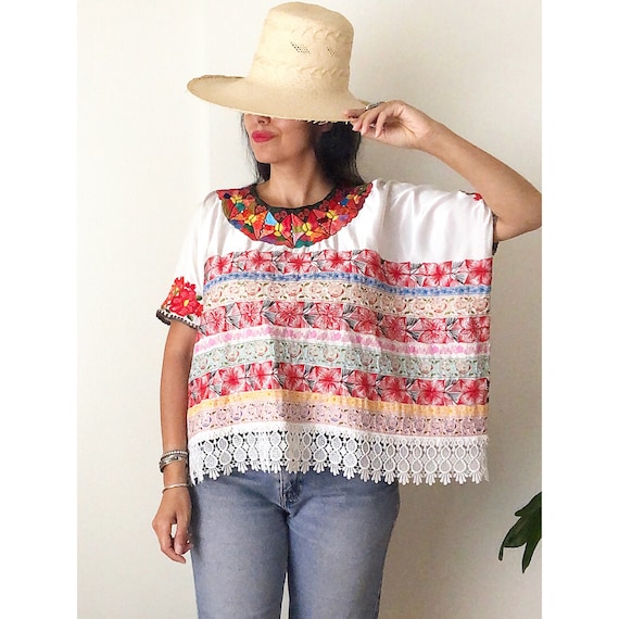 S Ethnic Woven Top Handmade Guatemalan Top Colorful Top Ethnic Tunic Top Tapestry Blouse Embroidered Huipil Top Mexican Blouse
