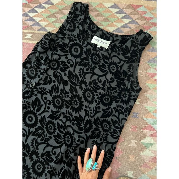 Vintage 1990s Burnout Maxi Dress / Goth Grunge Gy… - image 5