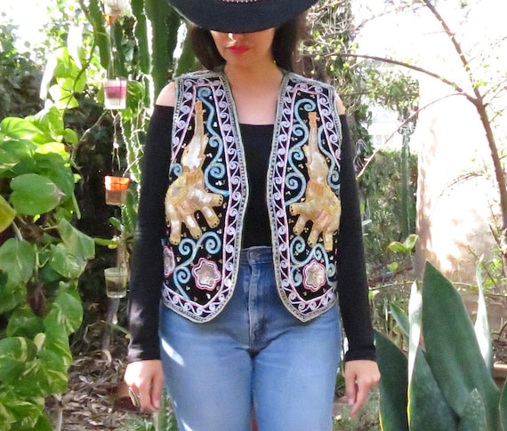 Vintage 70's Velvet Boho Hippy Vest