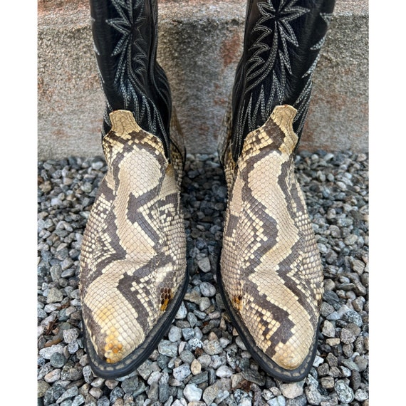 Vintage Snakeskin Leather Boots Size 6 / Western … - image 3