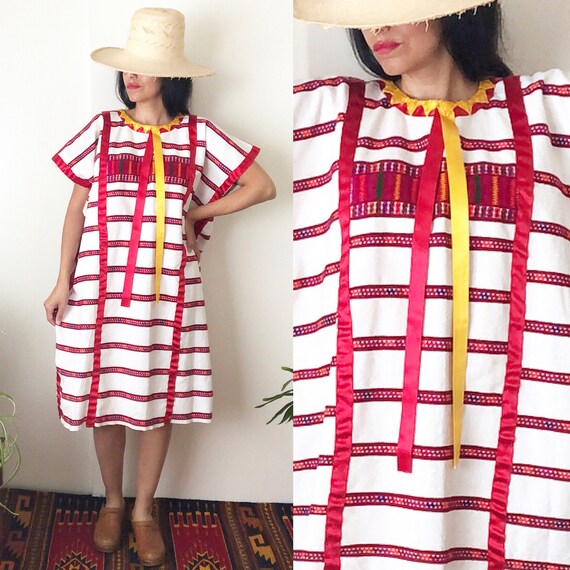 Vintage Mexican Triqui Huipil Dress / Oaxaca Dress