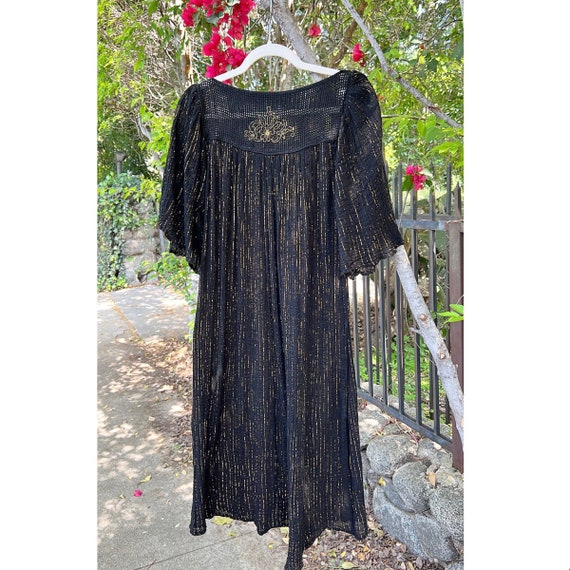 Vintage Grecian Gauze Cotton Midi Dress / 1970s E… - image 7