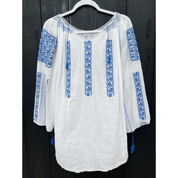 Vintage Hungarian Gauze Folk Blouse / Romanian Em… - image 5