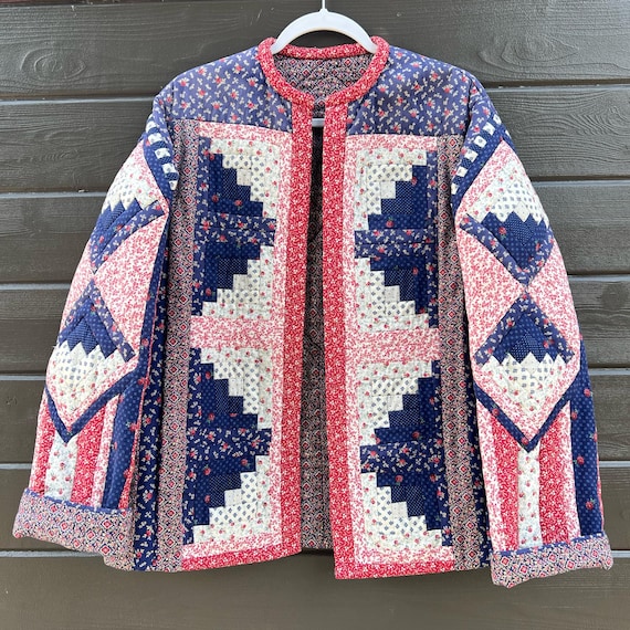 Vintage Calico Patchwork Jacket / Cottage Core / … - image 4