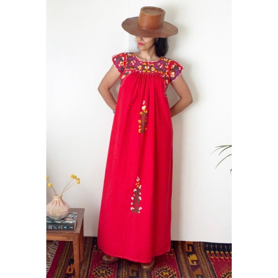 Vintage Mexican Embroidered Dress / Mexican Cafta… - image 1