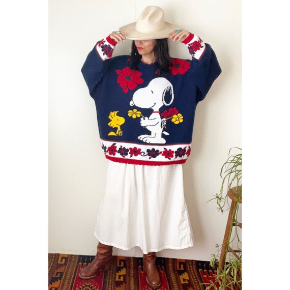 Vintage Snoopy Knit Pullover Sweater / 80s 90s Pe… - image 2