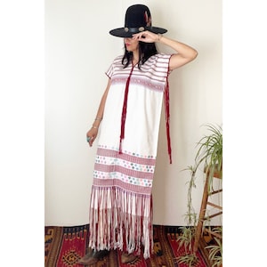 karen traditional dress design Vintage Karen Hill Tribe Handwoven Dress / Ethnic Fringed Maxi / S / M /