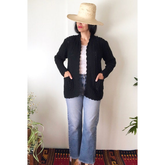 Vintage 70's Crochet Knit Cardigan / Granny Sweate