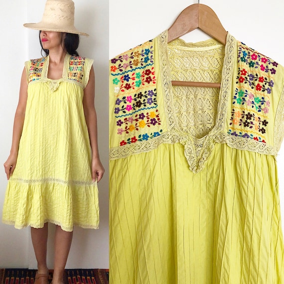 Vintage 80's Mexican Kaftan Summer Dress / Ethnic