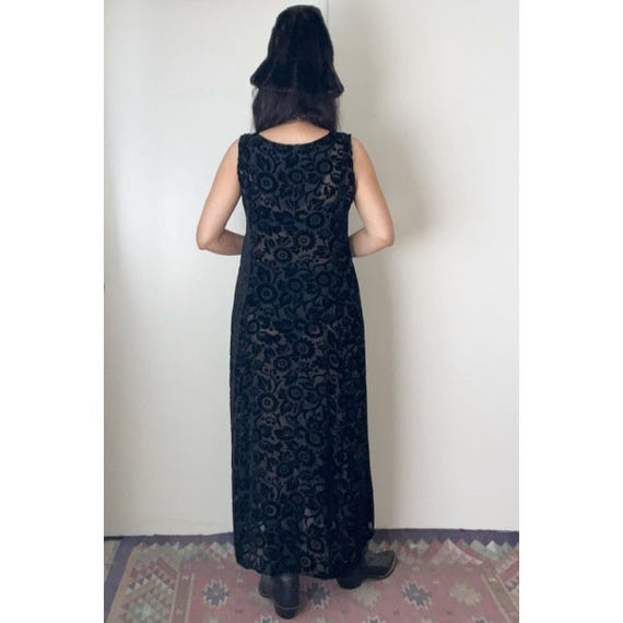 Vintage 1990s Burnout Maxi Dress / Goth Grunge Gy… - image 4