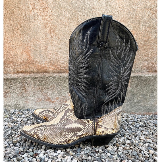 Vintage Snakeskin Leather Boots Size 6 / Western … - image 4