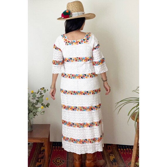 Vintage Mexican Crochet Maxi Dress / Ethnic Bohem… - image 3