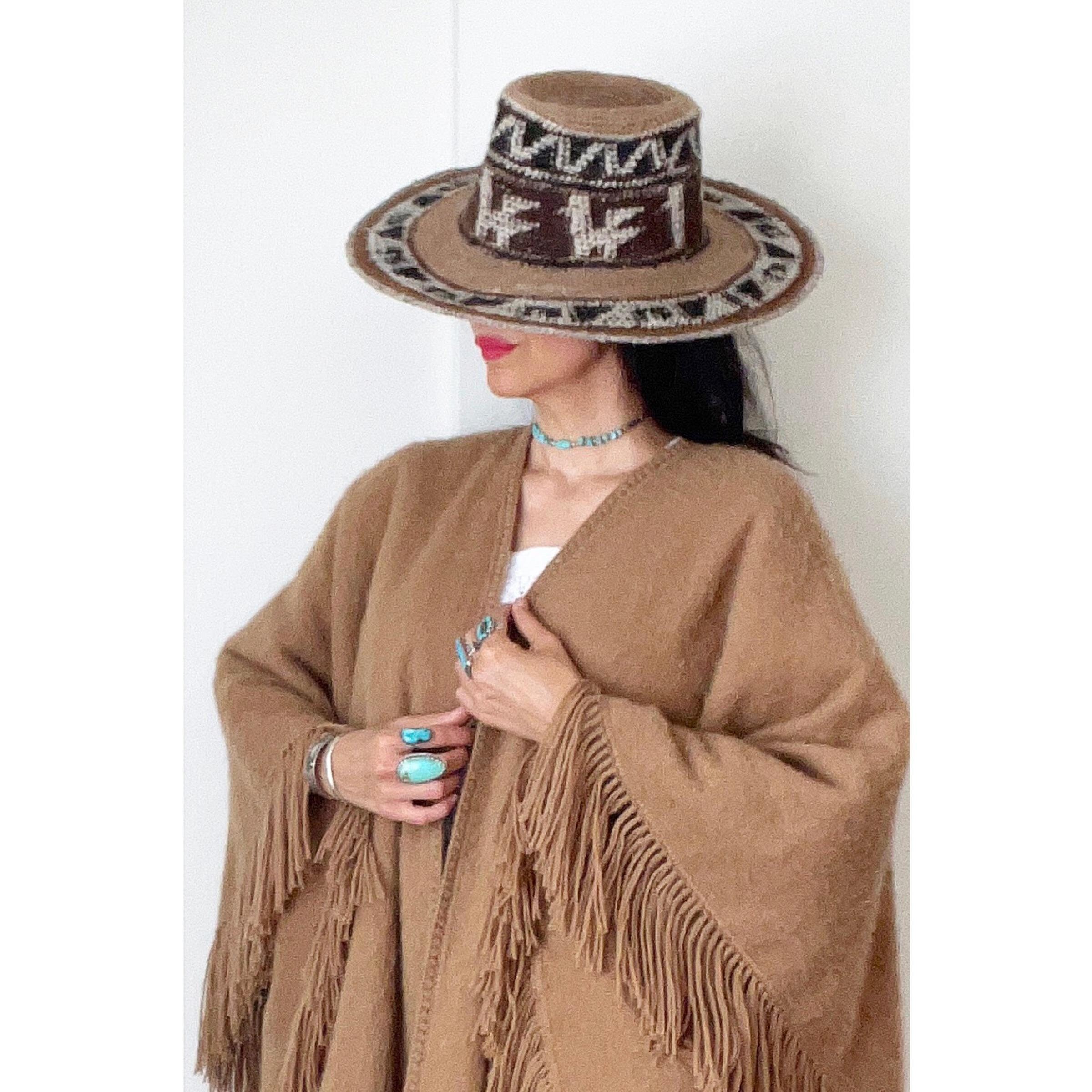 Peruvian Alpaca Wool Woven Wide Brim Rancher Hat Handwoven Vintage Red Western Alpaca Wool Hat | Andean Wide Brim Rancher  main image 3
