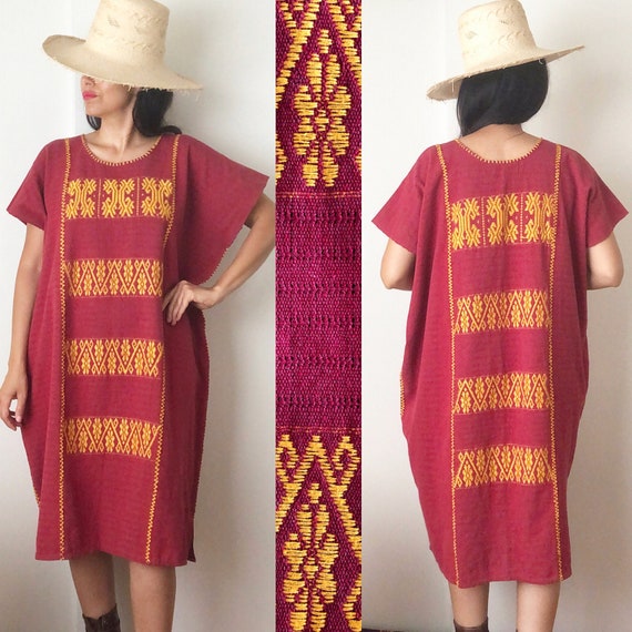 Mexican Cotzocón Huipil Dress / Oaxaca Dress / Mex