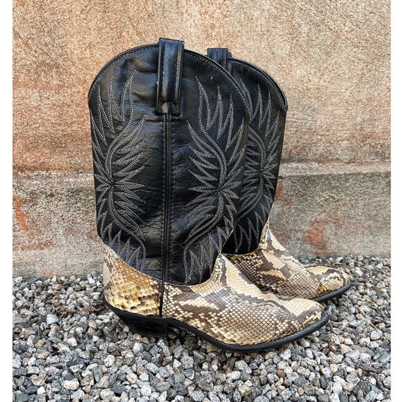 Vintage Snakeskin Leather Boots Size 6 / Western … - image 2