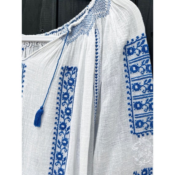 Vintage Hungarian Gauze Folk Blouse / Romanian Em… - image 6