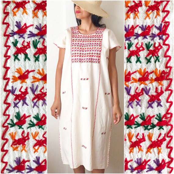 Mexican Tacuate Huipil Dress / Mexican Kaftan / Oa