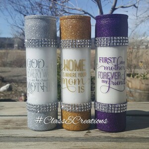 GLASS CANDLE SET - Custom Candle - Glitter Candle - Bling Candle - Personalized Candle - Gift for Mom - Gift for Her