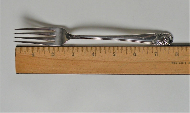 Art Deco Pattern Sterling Silverware Dinner Fork Spring Glory International Silver 7 34 inches Pierced Handle Sterling Cutlery 1942