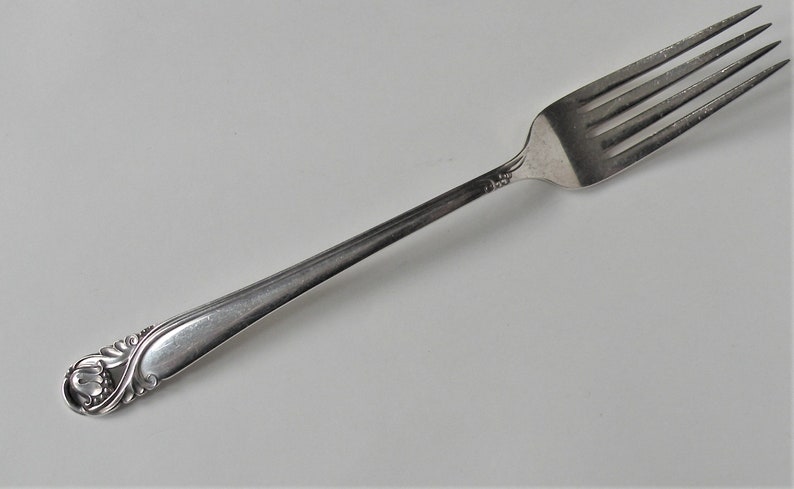 Art Deco Pattern Sterling Silverware Dinner Fork Spring Glory International Silver 7 34 inches Pierced Handle Sterling Cutlery 1942