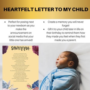 Carta a mi bebe, lindo accesorio para fotos de bebé, recién nacido, anuncio, carta a mi hijo, madre, padre, crianza, familia, hijos
