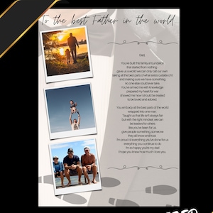 Tarjeta del día del padre, poema, personalizada, sentida, carta para papá, papá, padre, tarjeta, plantilla, digital, descargar, canva, carta a mi papá