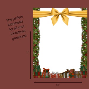 Plantilla membrete navideño, tarjeta navideña, carta, personalizada, días festivos, saludos, plantilla editable, descarga en PDF, imprimible