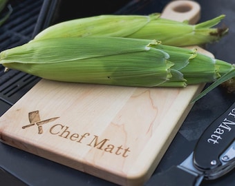 Personalized Laser Engraved Chef Knives Cutting Board (Rectangle or Paddle Shaped Options)