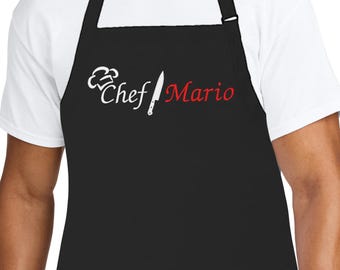 Made in the USA Personalized Embroidered Premium Chef Knife Hat Chef Apron for Men Women Fathers Mothers Day Kitchen BBQ Grilling Gift