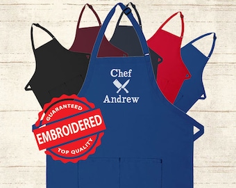 Personalized Apron Embroidered Chef Knives Design Add a Name