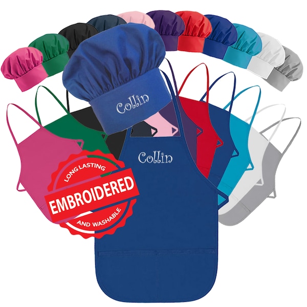 Personalized Embroidered Apron and Chef Hat Set