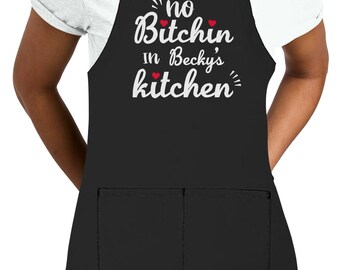 Made in the USA Personalized Embroidered Premium No Bitchin' Chef Apron for Men Women Fathers Mothers Day Kitchen BBQ Grilling Gift