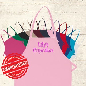 Personalized Child Apron Embroidered 2 Lines of Text image 1