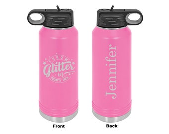 Personalized Throw Glitter Laser Engraved Water Bottle