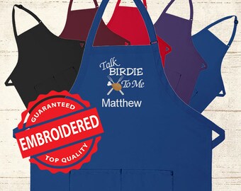 Personalized Apron Embroidered Talk Birdie To Me Design Add a Name