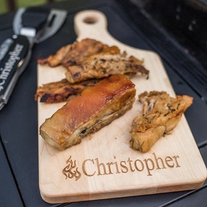 Personalized Laser Engraved Grill Master Cutting Board (Rectangle or Paddle Shaped Options)