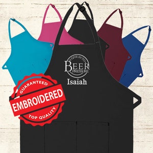 Personalized Apron Embroidered Beer Pressure Design Add a Name