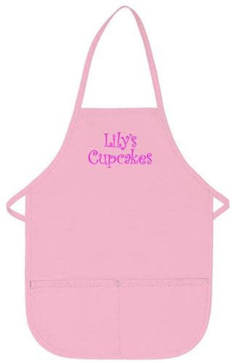 Personalized Child Apron Embroidered 2 Lines of Text image 2