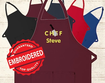 Personalized Apron Embroidered Sliced Design Add a Name