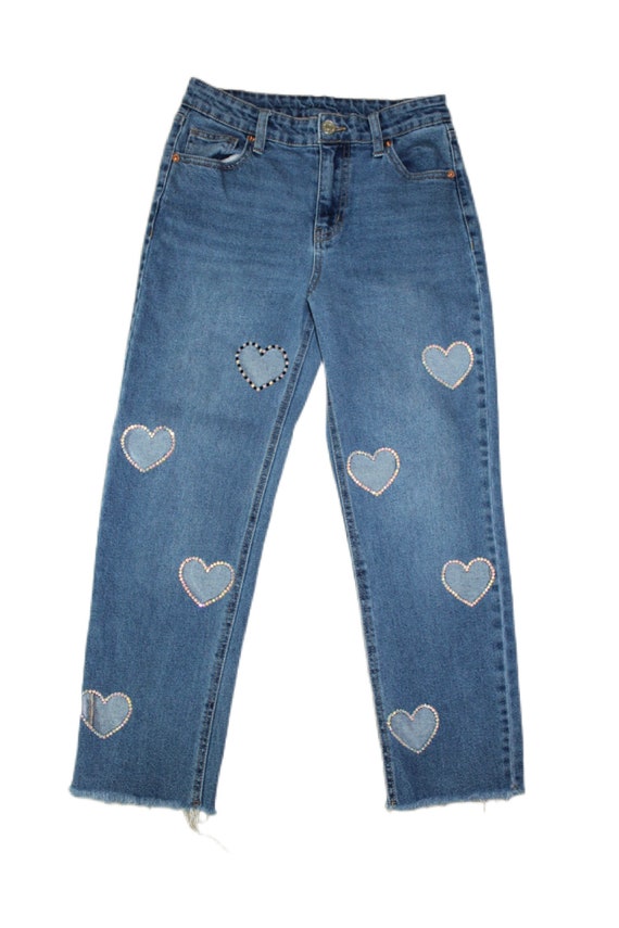 ◆THE MUSEUM VISITOR◆ HEART CUTOUT DENIM PANTS BLUE 12320 Heart Cut Out Jeans – EKLA BOUTIQUE